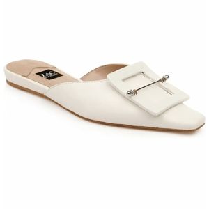 ZAC POSEN Vallerie Mule Cream Buckle Slides
